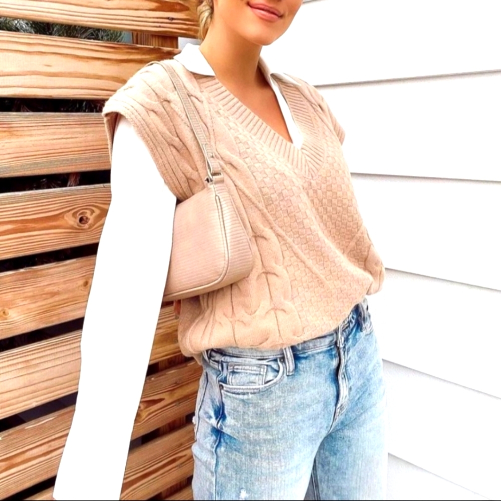 Vneck Camel Sweater Vest
